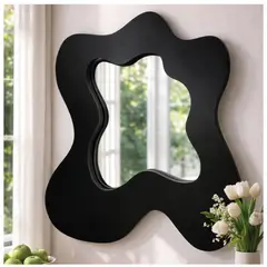 GENERICO - Espejo Decorativo de Pared Forma Orgánica Negro