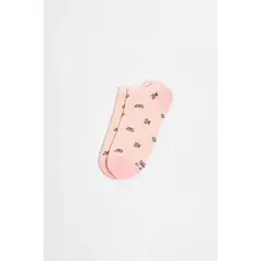 KOAJ - Medias tobilleras rosadas en algodón con motivo de inse Mujer