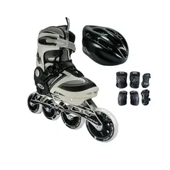 CANARIAM - Patines Linea Semiprofesionales Kit Bolt Con Protecciones L 37 Ajustables a 40 Negro