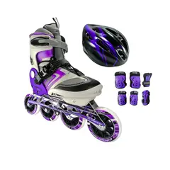 CANARIAM - Patines Linea Semiprofesionales Kit Bolt Con Protecciones L 37 Ajustables a 40 Morado