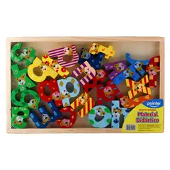 POINTER - Tablero de madera con letras de abecedario con diseño de osos A126-2817-L