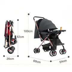 BEBESIT - COCHE REVERSIBLE PARA BEBE CON MOISES Y MOSQUITERO COLOR NEGRO
