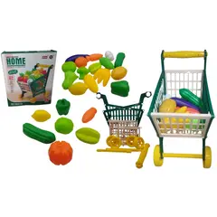 MAZUGI - Kit de supermercado carrito frutas y vegetales 27 pcs para simular compras