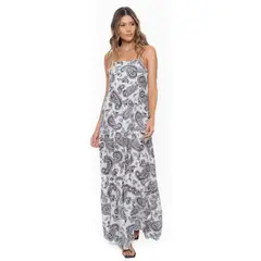 COLOR BLUE - Maxi Vestido De Tiras Estampado