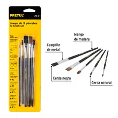 PRETUL - Juego de 5 Pinceles - 24740