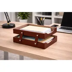 GENERICO - Organizador Papelera De Escritorio En Madera Bandeja Oficina