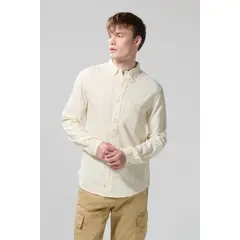 KOAJ - Camisa manga larga a rayas unicolor en algodón Hombre