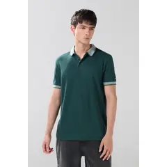 KOAJ - Camiseta polo unicolor manga corta con botones en frent Hombre