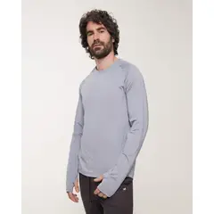 PATPRIMO - Camiseta Ml Unicolor Con Cuello Redondo Para Hombre Gris
