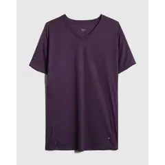 PATPRIMO - Camiseta Manga Corta Cuello V Con Grabado Laser Para Hombre Morado