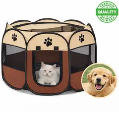 ONE PIXEL - Corral Para Mascotas Portátil Mediano Cafe