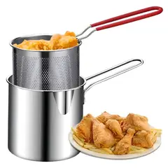 ZHOPI CO - Olla Freidora De Acero Inoxidable Con Cesta Coladora 1.2 LT