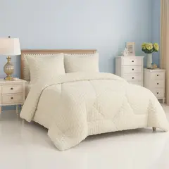 VOYPRE - Edredón HoneySoft Velvet Tamaño Doble Panel Beige con Fundas y Cojines