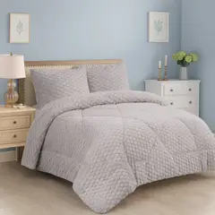 VOYPRE - Edredón HoneySoft Velvet Tamaño Doble Panel Gris con Fundas y Cojines