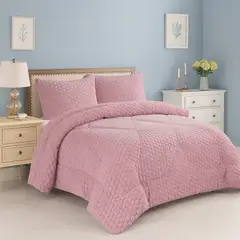 VOYPRE - Edredón HoneySoft Velvet Tamaño Doble Panel Rosado con Fundas y Cojines