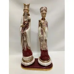 JAPAN - Escultura De Monjes Reyes Antiguo Porcelanizados