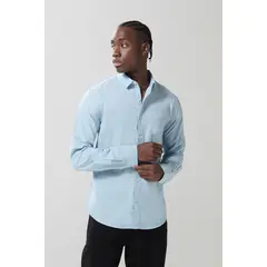 KOAJ - Camisa cuello sport collar manga larga en slim fit Hombre