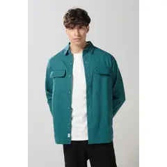 KOAJ - Sobrecamisa con doble bolsillo unicolor y manga larga Hombre