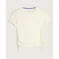 PATPRIMO - Camiseta Manga Corta Unicolor Con Recogido En Costados, Cosmic Vibes Kids Infantil Niña Blanco