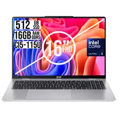 ACER - Portátil Intel Core Ultra 5-115U 16GB RAM 512GB SSD Pantalla 16 WUXGA IPS Nueva Generación