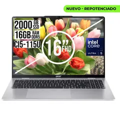 ACER - PORTATIL INTEL CORE ULTRA 5-115U SSD 2TB RAM 16GB WUXGA IPS 16