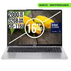 ACER - PORTATIL INTEL CORE ULTRA 5-115U SSD 2TB RAM 32GB WUXGA IPS 16
