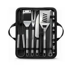 GENERICO - Kit Para Asados 15 Piezas Utensilios Parrillada Con Estuche