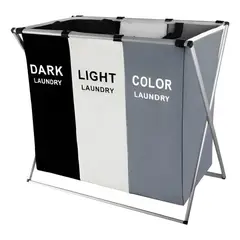 GENERICO - Cesto Organizador Triple Compartimiento Canasta Ropa Sucia