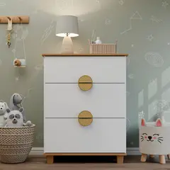 ZER - COMODA MULTI 3 CAJONES BLANCO RUSTIC PREMIUN ELEGANTE