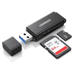 UGREEN - Lector de Tarjetas USB 3.0 para SD y MicroSD TF 2 EN 1 Doble Ranura Compatible con PC Laptop