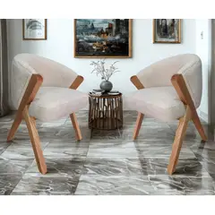 GENERICO - COMBO X 2 SILLAS POLTRONA BEIGE MADERA ROBLE NATURAL