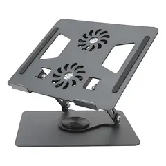 TECNOHOGAR JS - Soporte Ajustable Laptop Portátil 2 Ventiladores Base Pc Negro