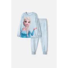 DISNEY - Pijama de frozen pantalón largo azul cielo para niña
