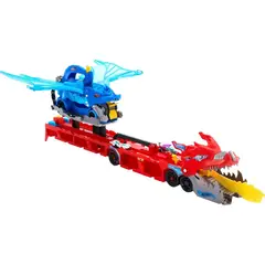 HOT WHEELS - City Toy Car Track Set Dual Dragon Transporter Azul