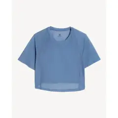 SEVEN SEVEN - Camiseta Crop Deportiva En Mesh Para Mujer Azul