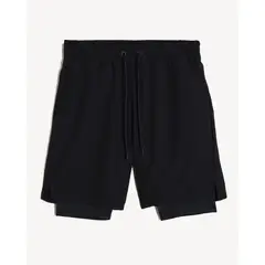 SEVEN SEVEN - Bermuda Deportiva Con Boxer Interno Para Hombre Negro