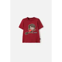 WARNER BROS - Camiseta de Harry Potter manga corta rojo para niño 2T a 6T