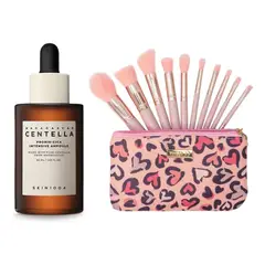 TRENDY - Brochas Maquillaje X10 Mini Rosa Serum Centella Probio Cica