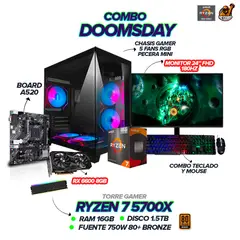 AMD - PC Gamer Ryzen 7 5700X / RX 6600 8GB / 16GB RAM / 1.5TB SSD / REF. LIQUIDA ICEBERG / MONITOR 24" FHD