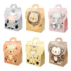 GENERICO - Cajas De Regalo Animales Selva X6 Fiestas Recordatorios