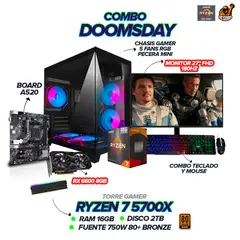AMD - PC Gamer Ryzen 7 5700X / RX 6600 8GB / 16GB RAM / 2TB SSD / REF. LIQUIDA ICEBERG / MONITOR 27" FHD
