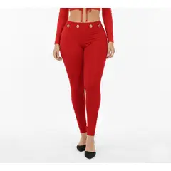 VIA7 - Estilo y Definición Leggins con Pretina de Ojaletes Metálicos