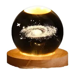 GENERICO - Lampara Esfera 3d Cristal De Galaxia De 8cm + Base