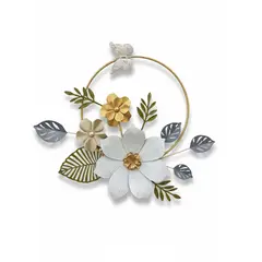 DECORIENTE - Cuadro En Latón Circular Floral 24012 Muran - Dorado