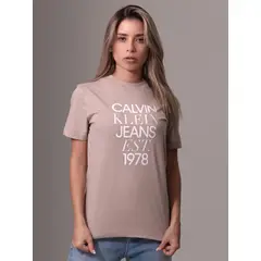 CALVIN KLEIN - Camiseta rosada regular con logo mixed