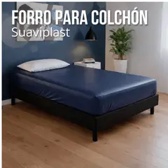 GENERICO - Forro protector antifluidos suaviplast para cama sencilla color azul oscuro