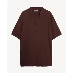 SEVEN SEVEN - Camisa Para Hombre Manga Corta Sin Bolsillo Cuello C Color Café Marca #45012233