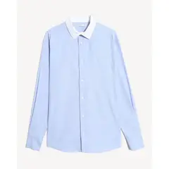 SEVEN SEVEN - Camisa Para Hombre Manga Corta Sin Bolsillo Cuello C Color Celeste Marca #45018474