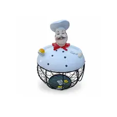 DECORIENTE - Cesta Porta Huevos Diseño Chef Cocinero L721Muran -Blanco