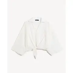 SEVEN SEVEN - Camisa Cropped Con Nudo Frontal Para Mujer Blanco